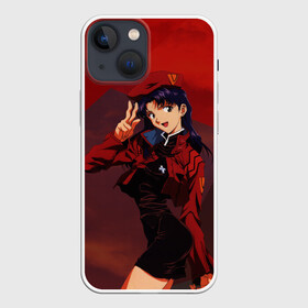 Чехол для iPhone 13 mini с принтом Misato Katsuragi на красном в Рязани,  |  | eva | evangelion | katsuragi | misato | misato katsuragi | девушка | ева | евангелион | капитан катсураги | катсураги | кацураги | мисато | мисато катсураги | мисато кацураги | тян | тянка