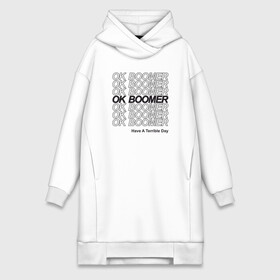 Платье-худи хлопок с принтом OK BOOMER (BLACK) в Рязани,  |  | boomer | boomers | generation | internet | meme | ok | ok boomer | young | бумеры | зумеры | интернет | мем | молодежь | ок | ок бумер | окей бумер | поколение