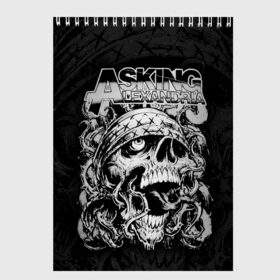 Скетчбук с принтом Asking Alexandria в Рязани, 100% бумага
 | 48 листов, плотность листов — 100 г/м2, плотность картонной обложки — 250 г/м2. Листы скреплены сверху удобной пружинной спиралью | asking alexandria | аскинг александриа | группы | метал | музыка | рок | хэви метал | электроникор