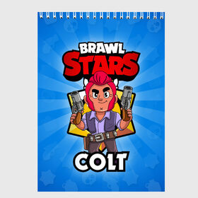 Скетчбук с принтом BRAWL STARS COLT в Рязани, 100% бумага
 | 48 листов, плотность листов — 100 г/м2, плотность картонной обложки — 250 г/м2. Листы скреплены сверху удобной пружинной спиралью | brawl stars | brawl stars colt | brawler | colt | бравл старз | бравлер | кольт