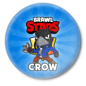 Значок с принтом BRAWL STARS CROW в Рязани,  металл | круглая форма, металлическая застежка в виде булавки | brawl stars | brawl stars crow | brawler | crow | бравл старз | бравлер | ворон