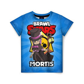 Детская футболка 3D с принтом BRAWL STARS MORTIS в Рязани, 100% гипоаллергенный полиэфир | прямой крой, круглый вырез горловины, длина до линии бедер, чуть спущенное плечо, ткань немного тянется | brawl stars | brawl stars mortis | brawler | mortis | бравл старз | бравлер | мортис