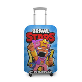 Чехол для чемодана 3D с принтом BRAWL STARS SANDY в Рязани, 86% полиэфир, 14% спандекс | двустороннее нанесение принта, прорези для ручек и колес | brawl stars | brawl stars sandy | brawler | sandy | бравл старз | бравлер | сэнди