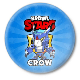 Значок с принтом BRAWL STARS CROW в Рязани,  металл | круглая форма, металлическая застежка в виде булавки | brawl stars | brawl stars crow | brawler | crow | бравл старз | бравлер | ворон