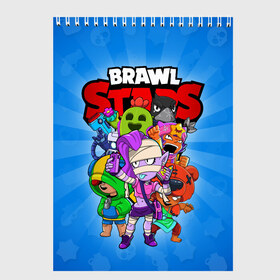 Скетчбук с принтом BRAWL STARS в Рязани, 100% бумага
 | 48 листов, плотность листов — 100 г/м2, плотность картонной обложки — 250 г/м2. Листы скреплены сверху удобной пружинной спиралью | 8 bit | 8 бит | brawl stars | brawler | crow | emz | leon | nita | sandy | spike | бравл старз | бравлер | ворон | леон | нита | спайк | сэнди | эмз