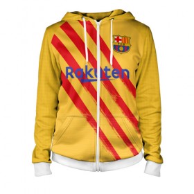 Женская толстовка 3D на молнии с принтом Barcelona 4-th kit 19-20 в Рязани, 100% полиэстер | длина до линии бедра, манжеты и пояс оформлены мягкой тканевой резинкой, двухслойный капюшон со шнурком для регулировки, спереди молния, по бокам два кармана | barcelona | champions | laliga | league | spain | барселона | испания | лига | месси | чемпионов