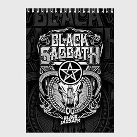 Скетчбук с принтом Black Sabbath в Рязани, 100% бумага
 | 48 листов, плотность листов — 100 г/м2, плотность картонной обложки — 250 г/м2. Листы скреплены сверху удобной пружинной спиралью | black sabbath | hard rock | heavy metal | блэк сабат | группы | метал | музыка | оззи осборн | рок | хард рок | хэви метал