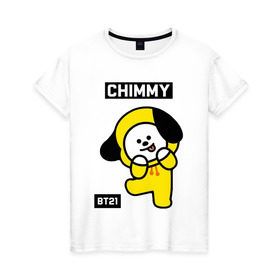 Женская футболка хлопок с принтом CHIMMY BT21 в Рязани, 100% хлопок | прямой крой, круглый вырез горловины, длина до линии бедер, слегка спущенное плечо | bt21 | bts | chimmy | cooky | koya | love yourself. | mang | rj | shooky | tata | бт21 | бтс