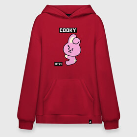 Худи SuperOversize хлопок с принтом COOKY BT21 в Рязани, 70% хлопок, 30% полиэстер, мягкий начес внутри | карман-кенгуру, эластичная резинка на манжетах и по нижней кромке, двухслойный капюшон
 | bt21 | bts | chimmy | cooky | koya | love yourself. | mang | rj | shooky | tata | бт21 | бтс