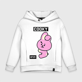 Детское худи Oversize хлопок с принтом COOKY BT21 в Рязани, френч-терри — 70% хлопок, 30% полиэстер. Мягкий теплый начес внутри —100% хлопок | боковые карманы, эластичные манжеты и нижняя кромка, капюшон на магнитной кнопке | bt21 | bts | chimmy | cooky | koya | love yourself. | mang | rj | shooky | tata | бт21 | бтс