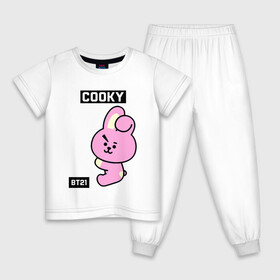 Детская пижама хлопок с принтом COOKY BT21 в Рязани, 100% хлопок |  брюки и футболка прямого кроя, без карманов, на брюках мягкая резинка на поясе и по низу штанин
 | Тематика изображения на принте: bt21 | bts | chimmy | cooky | koya | love yourself. | mang | rj | shooky | tata | бт21 | бтс