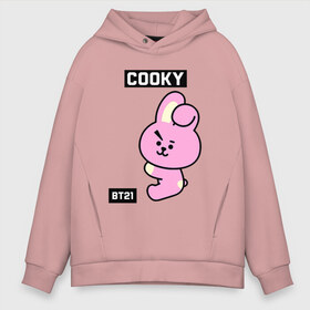 Мужское худи Oversize хлопок с принтом COOKY BT21 в Рязани, френч-терри — 70% хлопок, 30% полиэстер. Мягкий теплый начес внутри —100% хлопок | боковые карманы, эластичные манжеты и нижняя кромка, капюшон на магнитной кнопке | Тематика изображения на принте: bt21 | bts | chimmy | cooky | koya | love yourself. | mang | rj | shooky | tata | бт21 | бтс