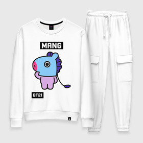 Женский костюм хлопок с принтом MANG BT21 в Рязани, 100% хлопок | на свитшоте круглая горловина, мягкая резинка по низу. Брюки заужены к низу, на них два вида карманов: два 