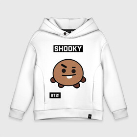 Детское худи Oversize хлопок с принтом SHOOKY BT21 в Рязани, френч-терри — 70% хлопок, 30% полиэстер. Мягкий теплый начес внутри —100% хлопок | боковые карманы, эластичные манжеты и нижняя кромка, капюшон на магнитной кнопке | bt21 | bts | chimmy | cooky | koya | love yourself. | mang | rj | shooky | tata | бт21 | бтс