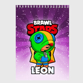 Скетчбук с принтом BRAWL STARS LEON в Рязани, 100% бумага
 | 48 листов, плотность листов — 100 г/м2, плотность картонной обложки — 250 г/м2. Листы скреплены сверху удобной пружинной спиралью | brawl stars | brawl stars leon | brawler | leon | бравл старз | бравлер | леон