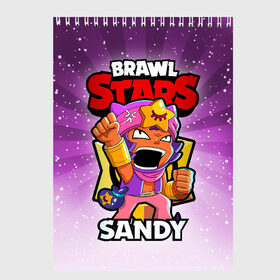 Скетчбук с принтом BRAWL STARS SANDY в Рязани, 100% бумага
 | 48 листов, плотность листов — 100 г/м2, плотность картонной обложки — 250 г/м2. Листы скреплены сверху удобной пружинной спиралью | brawl stars | brawl stars sandy | brawler | sandy | бравл старз | бравлер | сэнди