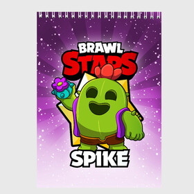 Скетчбук с принтом BRAWL STARS SPIKE в Рязани, 100% бумага
 | 48 листов, плотность листов — 100 г/м2, плотность картонной обложки — 250 г/м2. Листы скреплены сверху удобной пружинной спиралью | brawl stars | brawl stars spike | brawler | spike | бравл старз | бравлер | спайк