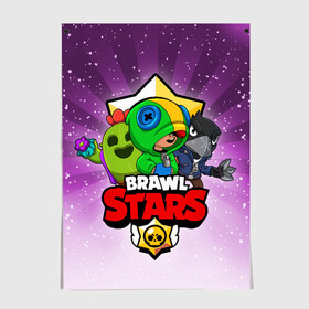 Постер с принтом BRAWL STARS в Рязани, 100% бумага
 | бумага, плотность 150 мг. Матовая, но за счет высокого коэффициента гладкости имеет небольшой блеск и дает на свету блики, но в отличии от глянцевой бумаги не покрыта лаком | brawl stars | brawler | crow | leon | spike | бравл старз | бравлер | ворон | леон | спайк