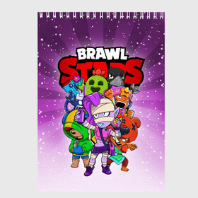 Скетчбук с принтом BRAWL STARS в Рязани, 100% бумага
 | 48 листов, плотность листов — 100 г/м2, плотность картонной обложки — 250 г/м2. Листы скреплены сверху удобной пружинной спиралью | 8 bit | 8 бит | brawl stars | brawler | crow | emz | leon | nita | sandy | spike | бравл старз | бравлер | ворон | леон | нита | спайк | сэнди | эмз