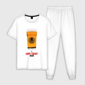 Мужская пижама хлопок с принтом I LoveCraft beer в Рязани, 100% хлопок | брюки и футболка прямого кроя, без карманов, на брюках мягкая резинка на поясе и по низу штанин
 | 