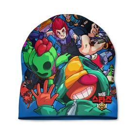 Шапка 3D с принтом Brawl Stars ПЕРСОНАЖИ в Рязани, 100% полиэстер | универсальный размер, печать по всей поверхности изделия | brawl | brawl stars | crow | leon | stars | бравл | бравл старс | браво старс | игра | компьютерная | кров | леон | онлайн | персонажи | старс