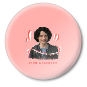 Значок с принтом finn wolfhard в Рязани,  металл | круглая форма, металлическая застежка в виде булавки | finn wolfhard | очень странные дела | финн вулфард