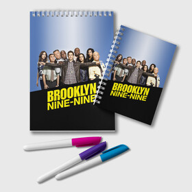 Блокнот с принтом Brooklyn Nine-Nine в Рязани, 100% бумага | 48 листов, плотность листов — 60 г/м2, плотность картонной обложки — 250 г/м2. Листы скреплены удобной пружинной спиралью. Цвет линий — светло-серый
 | 9 9 | 99 | andy | beatriz | brooklyn | detective | diaz | jake | nine nine | peralta | rosa | samberg | stephanie | беатрис | бруклин | детектив | джейк | перальта | роза | стефани | сэмберг | энди