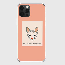 Чехол для iPhone 12 Pro Max с принтом Не боюсь твоего мнения! в Рязани, Силикон |  | casual | opinion | девушкам | животные | кот | котенок | котик | сфинкс | уши