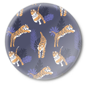 Значок с принтом Тигриный прайд в Рязани,  металл | круглая форма, металлическая застежка в виде булавки | lion | tiger | гепард | дикие кошки | животные | кот | кошки | лев | пантера | тигр | тигры