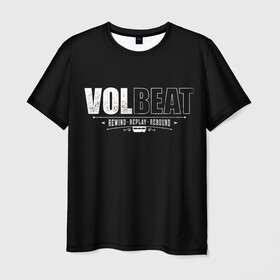 Мужская футболка 3D с принтом Volbeat в Рязани, 100% полиэфир | прямой крой, круглый вырез горловины, длина до линии бедер | groove metal | hardcore | psychobilly | rebound | replay | rewind | volbeat | волбит