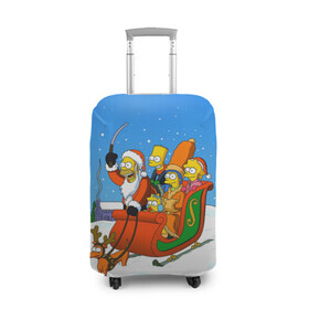 Чехол для чемодана 3D с принтом Simpsons New Year в Рязани, 86% полиэфир, 14% спандекс | двустороннее нанесение принта, прорези для ручек и колес | bart | christmas | family | homer | lisa | maggie | marge | new | santa | simpson | simpsons | snow | thesimpsons | xmas | year | барт | гомер | лиза | мардж | мегги | санта | семья | симпсоны