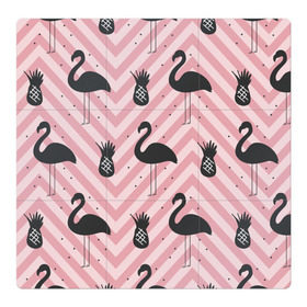 Магнитный плакат 3Х3 с принтом Черный фламинго в Рязани, Полимерный материал с магнитным слоем | 9 деталей размером 9*9 см | animal | bird | flamingo | pink | pnik flamingo | животные | птицы | розовый | розовый фламинго | фламинго