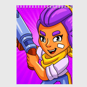 Скетчбук с принтом BRAWL STARS SHELLY в Рязани, 100% бумага
 | 48 листов, плотность листов — 100 г/м2, плотность картонной обложки — 250 г/м2. Листы скреплены сверху удобной пружинной спиралью | brawl stars | brawl stars shelly | brawler | shelly | бравл старз | бравлер | шелли