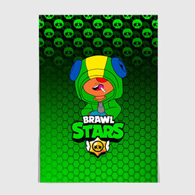 Постер с принтом BRAWL STARS - LEON. в Рязани, 100% бумага
 | бумага, плотность 150 мг. Матовая, но за счет высокого коэффициента гладкости имеет небольшой блеск и дает на свету блики, но в отличии от глянцевой бумаги не покрыта лаком | brawl stars | leon | moba | бравл старс | жанр | игра | леон | лого | логотип | надпись