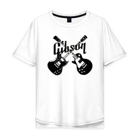 Мужская футболка хлопок Oversize с принтом Gibson в Рязани, 100% хлопок | свободный крой, круглый ворот, “спинка” длиннее передней части | custom guitar | gibson | gibson usa | grover | guitar | hard rock | les paul | lespol | metal | punk | rock | sg | sg300 | sg400 | гибсон | гитара | гитары | лес пол | леспаул | леспол | панк | рок | хард рок | хардрок