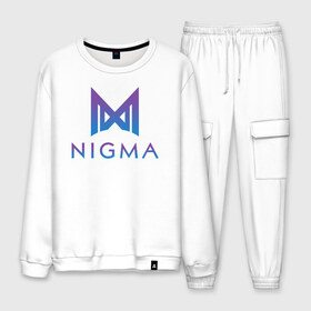 Мужской костюм хлопок с принтом Nigma esports в Рязани, 100% хлопок | на свитшоте круглая горловина, мягкая резинка по низу. Брюки заужены к низу, на них два вида карманов: два “обычных” по бокам и два объемных, с клапанами, расположенные ниже линии бедра. Брюки с мягкой трикотажной резинкой на поясе и по низу штанин. В поясе для дополнительного комфорта — широкие завязки | gh | kuroky | mind_control | miracle | nigma | w33 | виха | гх | джиейч | дота | дота 2 | игра | интернешнл | киберспорт | куро | майнд контрол | миракл | нигма