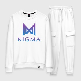 Женский костюм хлопок с принтом Nigma esports в Рязани, 100% хлопок | на свитшоте круглая горловина, мягкая резинка по низу. Брюки заужены к низу, на них два вида карманов: два 