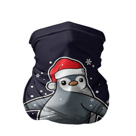 Бандана-труба 3D с принтом Santa penguin в Рязани, 100% полиэстер, ткань с особыми свойствами — Activecool | плотность 150‒180 г/м2; хорошо тянется, но сохраняет форму | christmas | claus | jingle | merry | santa | елка | игрушки | клаус | клюв | колокольчик | новый год | олени | пингвин | подарок | праздник | рождество | санта | снег | снежинки | шапка