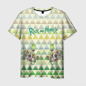 Мужская футболка 3D с принтом Rick and Morty в Рязани, 100% полиэфир | прямой крой, круглый вырез горловины, длина до линии бедер | Тематика изображения на принте: cn_1988015_019061 | portal gun | rick and morty | vdpartat | рик и морти