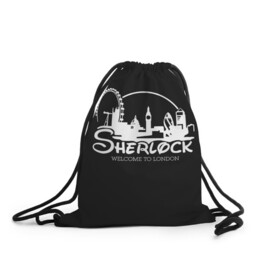 Рюкзак-мешок 3D с принтом Sherlock в Рязани, 100% полиэстер | плотность ткани — 200 г/м2, размер — 35 х 45 см; лямки — толстые шнурки, застежка на шнуровке, без карманов и подкладки | 221b | bbc | benedict cumberbatch | john watson | mark gatiss | martin freeman | sherlock holmes | steven moffat | бейкер | джон ватсон | мориарти | стрит | шерлок