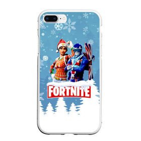 Чехол для iPhone 7Plus/8 Plus матовый с принтом Новогодний Fortnite в Рязани, Силикон | Область печати: задняя сторона чехла, без боковых панелей | 