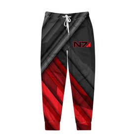 Мужские брюки 3D с принтом Mass Effect N7 в Рязани, 100% полиэстер | манжеты по низу, эластичный пояс регулируется шнурком, по бокам два кармана без застежек, внутренняя часть кармана из мелкой сетки | 