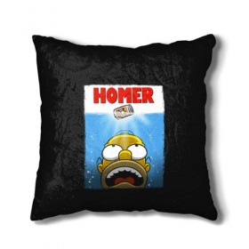 Подушка 3D с принтом Homer в Рязани, наволочка – 100% полиэстер, наполнитель – холлофайбер (легкий наполнитель, не вызывает аллергию). | состоит из подушки и наволочки. Наволочка на молнии, легко снимается для стирки | Тематика изображения на принте: bart | beer | family | homer | jaws | lisa | maggie | marge | shark | simpson | simpsons | thesimpsons | акула | барт | гомер | лиза | мардж | мегги | семья | симпсоны | челюсти