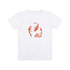 Детская футболка хлопок с принтом Карп Кои в Рязани, 100% хлопок | круглый вырез горловины, полуприлегающий силуэт, длина до линии бедер | Тематика изображения на принте: карп | карп кои | рисунок | рыба