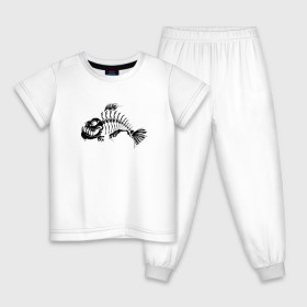 Детская пижама хлопок с принтом Скелет Рыбы в Рязани, 100% хлопок |  брюки и футболка прямого кроя, без карманов, на брюках мягкая резинка на поясе и по низу штанин
 | 