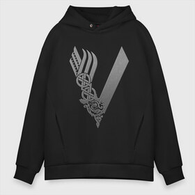 Мужское худи Oversize хлопок с принтом vikings в Рязани, френч-терри — 70% хлопок, 30% полиэстер. Мягкий теплый начес внутри —100% хлопок | боковые карманы, эластичные манжеты и нижняя кромка, капюшон на магнитной кнопке | nord | north | vikings | викинги | норвегия | север | скандинавия