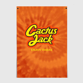 Постер с принтом Cactus Jack в Рязани, 100% бумага
 | бумага, плотность 150 мг. Матовая, но за счет высокого коэффициента гладкости имеет небольшой блеск и дает на свету блики, но в отличии от глянцевой бумаги не покрыта лаком | reeses puffs | travis scott | джэк | кактус | трэвис скотт