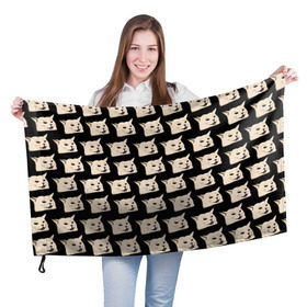 Флаг 3D с принтом woman yelling at cat в Рязани, 100% полиэстер | плотность ткани — 95 г/м2, размер — 67 х 109 см. Принт наносится с одной стороны | Тематика изображения на принте: mem | woman yelling at cat | женщина кричит на кота | мем