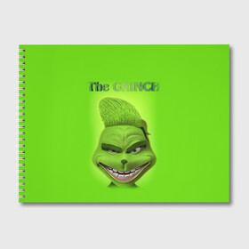 Альбом для рисования с принтом Grinch Face в Рязани, 100% бумага
 | матовая бумага, плотность 200 мг. | Тематика изображения на принте: christmas | claus | grinch stole | how the | jingle | merry | santa | гринч | гуманоид | диккенс | ктоград | олени | рождество | снежинки | чарльз