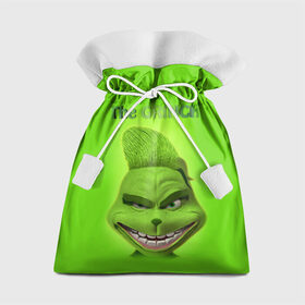 Подарочный 3D мешок с принтом Grinch Face в Рязани, 100% полиэстер | Размер: 29*39 см | christmas | claus | grinch stole | how the | jingle | merry | santa | гринч | гуманоид | диккенс | ктоград | олени | рождество | снежинки | чарльз